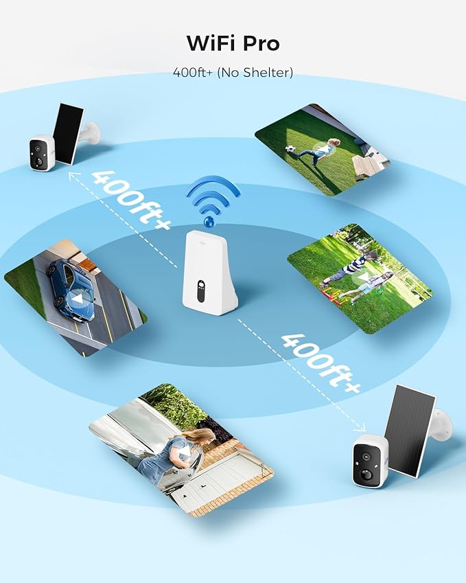 Hiseeu Solar Security Cameras Wireless Outdoor, 4 Cam-Kit, Expandable to 10CH, No Monthly Fee, Solar-Powered, Home Security Cameras System with 2K Color Night Vision, Easy Setup, 2.4G & 5G WiFi