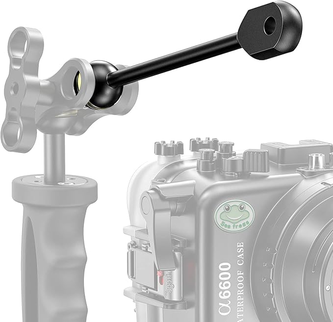 Seafrogs 1" Ball to YS Head Clip Arm 6.43"/16.34cm Aluminum Alloy YS Head Adapter Arm for Underwater Photography Lighting System, Connector for Diving Strobe/Video Light (AM-4)
