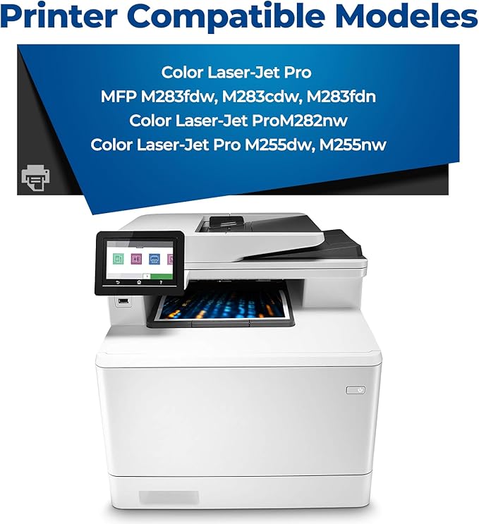 206A Toner Cartridges 4 Pack Pro MFP M283fdw M283cdw Compatible for HP 206A 206X HP206A HP206X Toner Cartridges Set(with Chip) for Color Laserjet Pro MFP M283cdw M283fdw M255dw M255nw Printer-W2110A