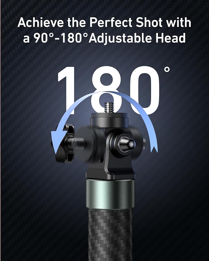 TELESIN Selfie Stick Long Pole Invisible for GoPro (120cm/47.2in), Carbon Fiber Waterproof Extension Monopod for GoPro 13 12 11 10 DJI Osmo Nano Action 5 Pro Pocket 3 Insta360 X5 X4 GO3 Ace Pro 2