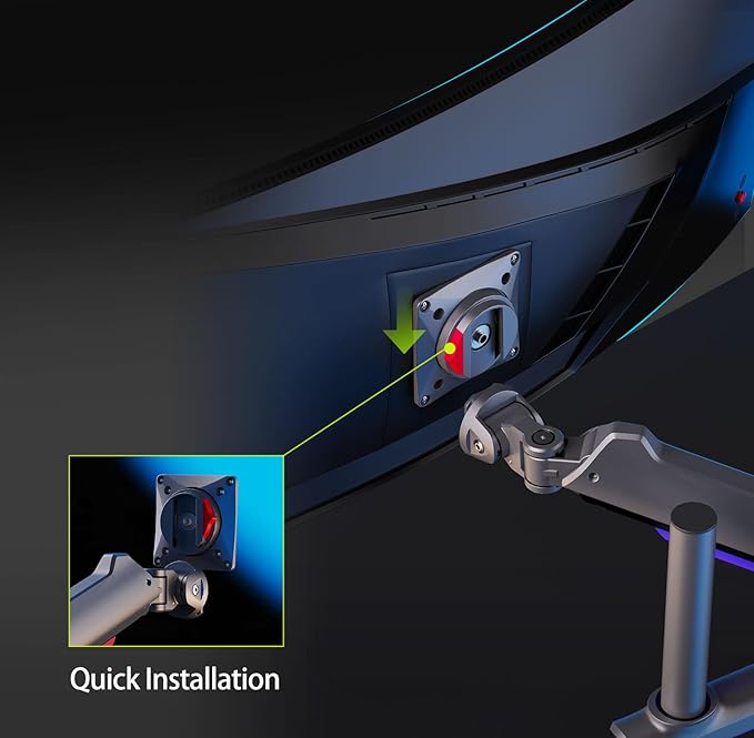 NB Extra Height Gaming Monitor Arm for 32 to 60 Inches Screen, Load up to 20 kg, VESA 75/100, RGB-Light, Heavy Duty, Multi Angle Adjustable, Premium Aluminum, Long Arm Extension Purple Blue