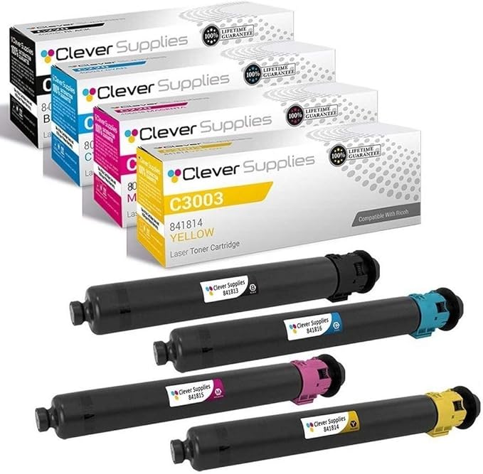 CS Replacement Toner Cartridge Compatible with Ricoh C3003 841813 Black 841816 Cyan 841815 Magenta 841814 Yellow Color Laser Aficio MP C3003 Aficio MP C3004 Aficio MP C3503 Aficio MP C3504 4 Color Set