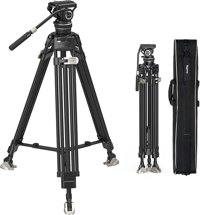 SmallRig AD-100 FreeBlazer Heavy-Duty Carbon Fiber Tripod System, 78" Video Tripod with One-Step Locking System, 360° Fluid Head and Dual-Mode Quick-Release Plate, Max Load 22 lbs for Camera -3989