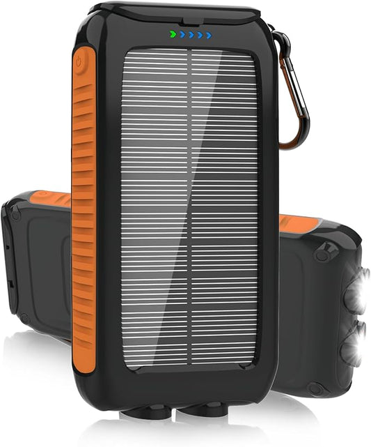 Solar Charger Power Bank 49800mAh - Portable Fast Charging Power Bank with Type-C & Dual USB Ports, Compatible with iPhone, Samsung & More, Waterproof Solar Panel for Camping, Hiking, and Outdoor Use