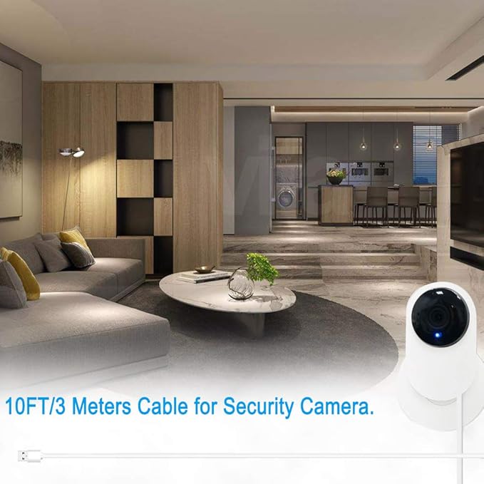 SIOCEN 10FT 3Pack USB Power Extension Cable Cord for WyzeCam,Yi Camera,Oculus Go,Echo Dot Kid Edition,Nest Cam,Kasa Cam,Netvue,Arlo Pro Q,Blink,Furbo Dog, USB Charging Cord for Home Security Camera