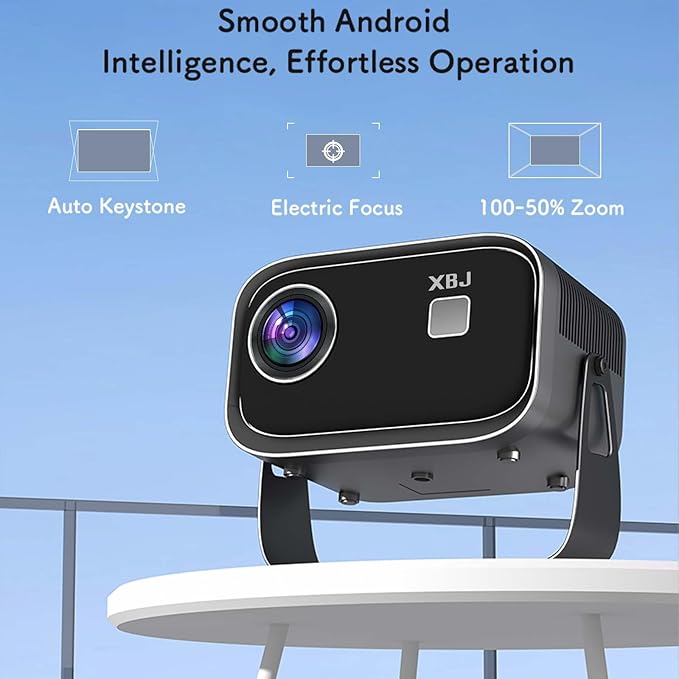 [Built-in Apps/Electric Focus/300 ANSI] K6 Mini Portable Projector, Wifi 6, Bluetooth, Smart Movie Projector for Bedroom, Support 4K, Auto Keystone, Compatible with TV Stick/Smartphone/Laptop