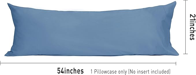 Sunflower Body Pillowcase 100% Cotton Long Pillow Cover/Case Envelope Closure 1 Pack, 21×54 inches Copen Blue, Soft and Breathable