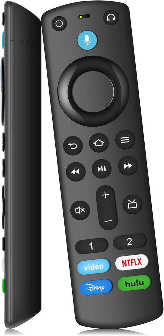 Voice Remote Replacement Compatible with All Fireseries TV Cube/Stick/4K/4K Max/Lite/Stick HD, Smart TVs (3rd Gen), and for All Insignia-Toshiba-Pioneer-Omni QLED Series