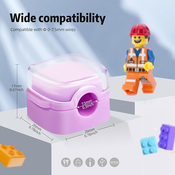 Magnetic Cable Clips Cord Organizer Holder, 6 Pack Adhesive Wire Holder Keeper Organizer USB Charging Cable Storage Holder for Home Office Phone Car Wall Desktop Nightstand Kitchen (Purple)