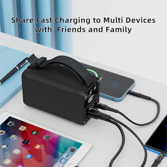 60000mAh High Capacity Power Bank Fast Charging USB C PD 20W Battery Packs with 7 Outputs 22.5W & LCD Display Battery Bank for iPhone, Samsung, iPad,MacBook & Outdoors Camping