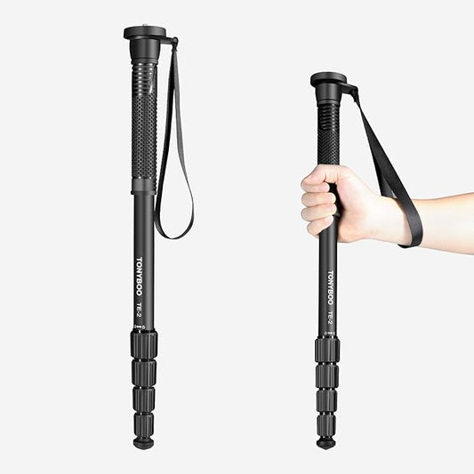 TONYBOO TE-2 65 inch Camera Monopod, Aluminum Photography Monopod with 5-Section Height Portable Compact Lightweight Travel Stick Pole,Camera Stand for DSLR Canon Nikon Sony, Easy to Carry