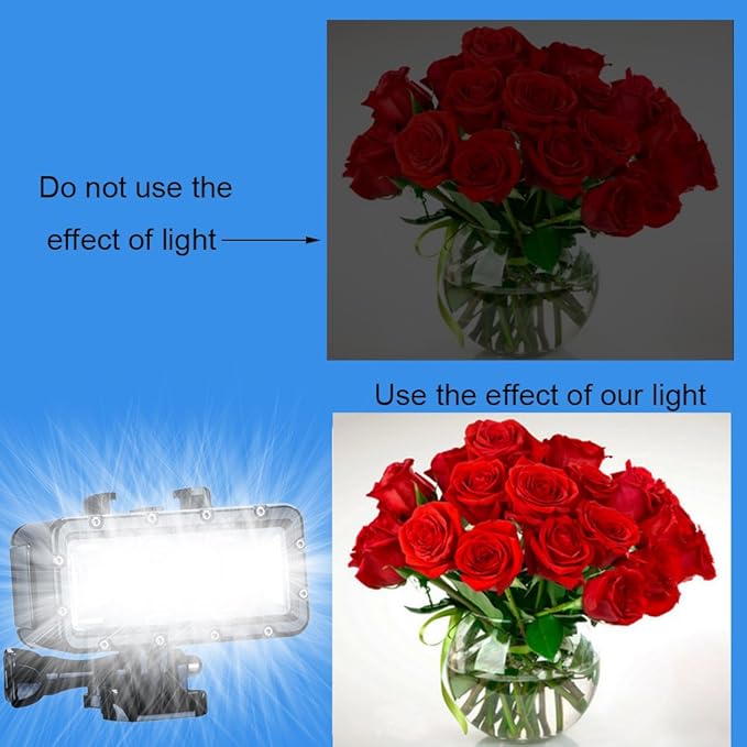 Suptig Diving Light High Power Dimmable Waterproof LED Video Light Fill Night Light Diving Underwater Light Waterproof 147ft for Gopro Hero 13/Hero 12/11/10/9/8/7/6/5/5S/4/3+ More Action Cam