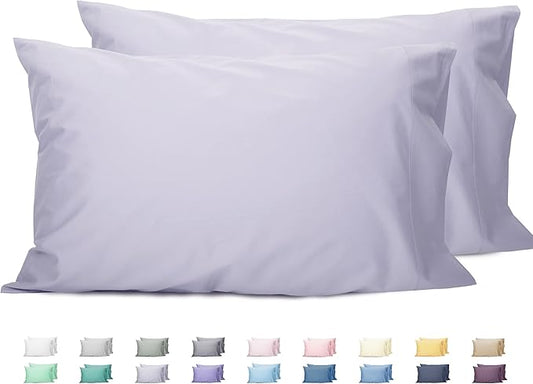 Sunflower Queen Pillowcases Set of 2, 100% Cotton Queen Size Pillow Cases 2, 20×30 inches Light Purple, Soft and Breathable
