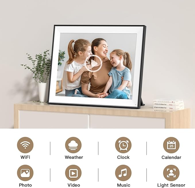 Large-Digital-Photo-Frame 16.2" Digital Picture Frame - 32GB Digital Frame, IPS Touch Screen, Wall Mounted, Full Function, Share Photo Video via App Email, Wall Mountable, Birthday Gifts for Her Him