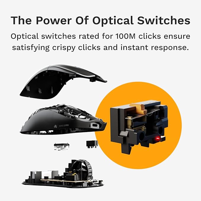 Glorious Gaming Series 2 PRO Wireless Gaming Mouse: Compact, 55g Super Light, 8K Wireless Polling, 26K Sensor, Optical Switches, Esports Mouse for PC Gaming, Fingertip, Clawgrip, & FPS Games, White