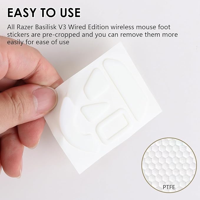 2 Pack V3 Wired Gaming Mouse Feet Sliding Stickers, Mice Glass Skates Pad, Replacement Glide Stickers for Smooth Control and Precision on Any Gaming Surface (Glide Mice Skates, White PTFE)