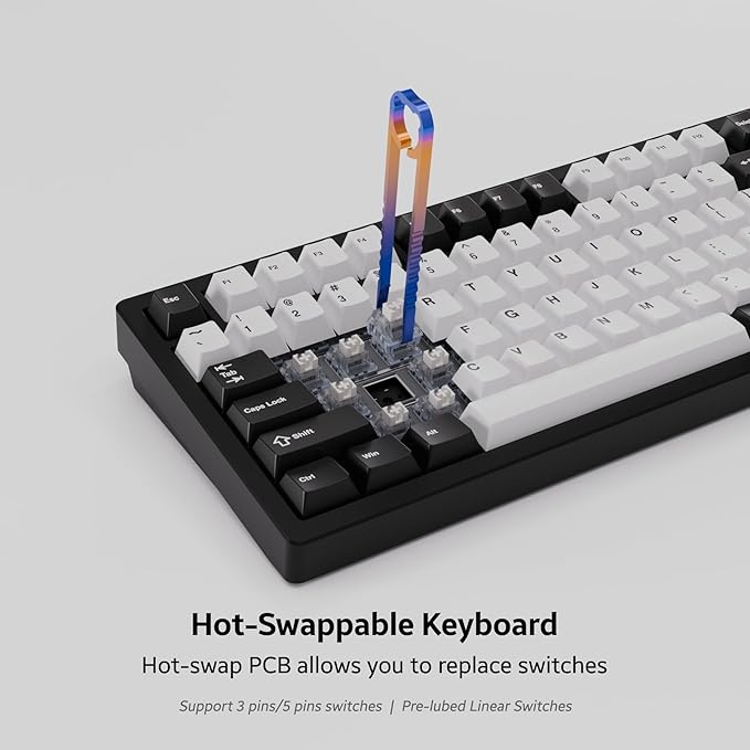 Chilkey ND75 Mechanical Keyboard: 75% Percent Aluminum Wireless Gaming Keyboard with Screen, Quick Assembly, BT/2.4G/USB-C, Hot Swappable Per-Key RGB Custom Black Key Board for Laptop Office PC