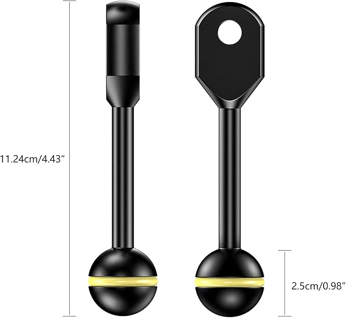 Seafrogs 1" Ball to YS Head Clip Arm 4.43"/11.24cm Aluminum Alloy YS Head Adapter Arm for Underwater Photography Lighting System, Connector for Diving Strobe/Video Light(AM-2)