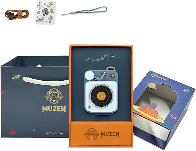 Muzen Mini Bluetooth Speaker, Button Small Cute Portable Metal Retro Wireless Speaker with Loud Volume Great Sound and Portable Lanyard & Gift Bag for Office Classic Vintage Decor