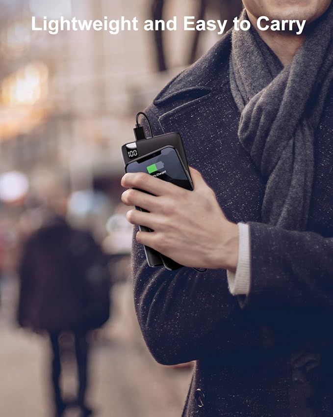 IXNINE Power Bank 26800mAh Portable Charger, 22.5W Fast Charging PD QC 3.0 Compact External Battery Pack with LED Display and 4 USB Outputs for Cellphone Tablet