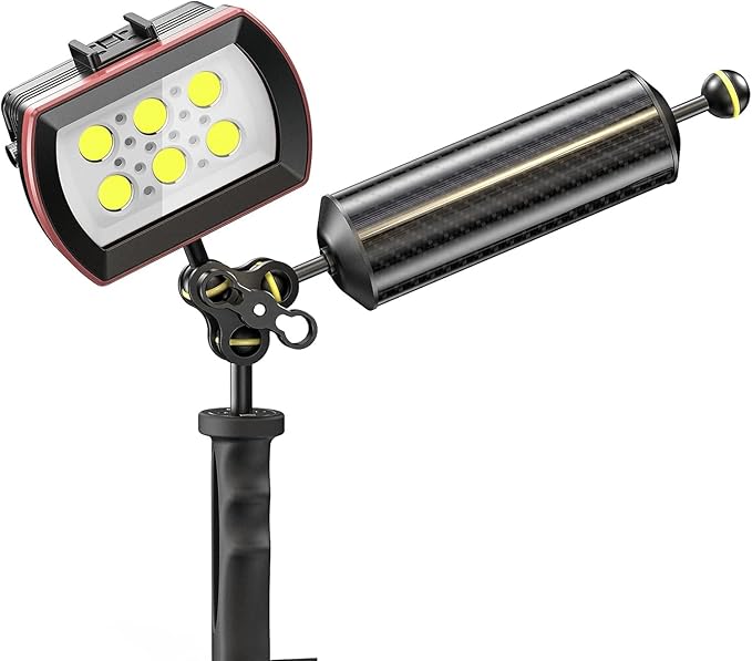 Sea frogs D60mm, 10'', Carbon Fiber Float Arm for Ultralight, Aquatic Arm, Buoyancy Provided 410g, Underwater Camera System Diving Tray Video Light/Strobe GA-7