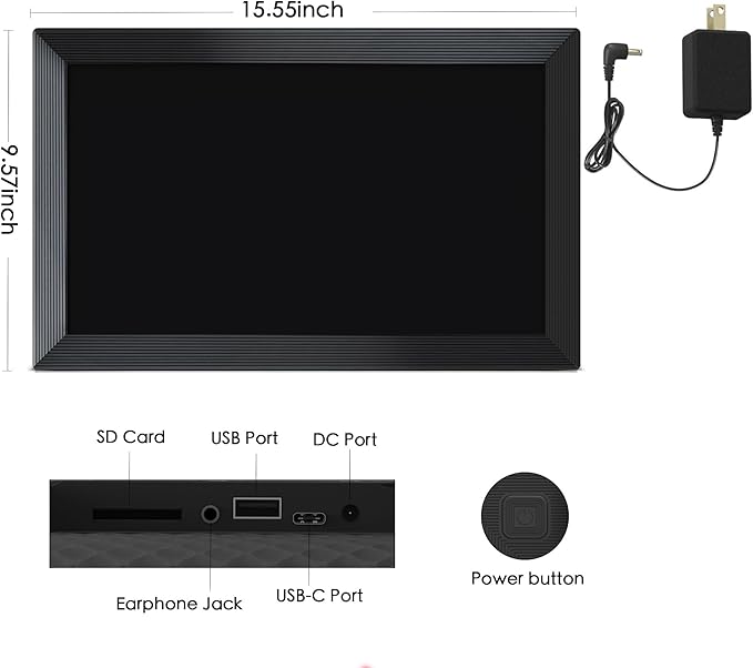 Digital Picture Frame WiFi, 15.6 Inch Frameo Digital Photo Frame, 32GB Memory, 1920*1080 IPS HD Touch Screen, Auto-Rotate, Share Pictures Video Instantly, Gift for Mom, Wedding, Birthday, Anniversary