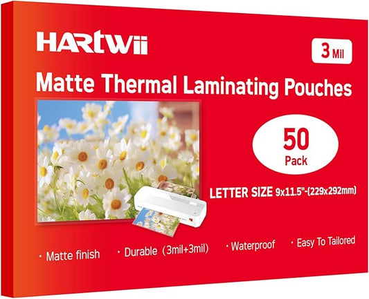 Matte Laminating Sheets 9 x 11.5 Inches, 3 Mil Thick, 50 Pack,Clear Anti-Glare 8.5 x 11 Matte Thermal Laminating Pouches for Letter Size (50)