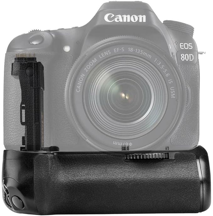 Battery Grip Kit for Canon EOS 70D, EOS 80D, EOS 90D Digital SLR Camera Includes Vertical Battery Grip BG-E14 Replacement + Qty 4 BM Premium LP-E6 Batteries + Rapid AC/DC Charger