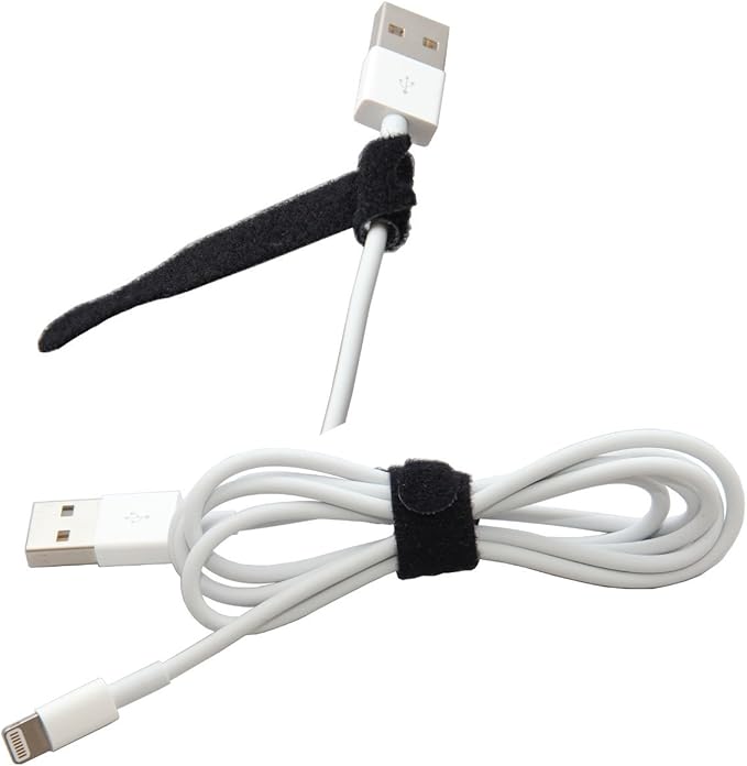 Reusable Cable Ties 1/2" x 8" for Cable Management and Organizing Cords - 30 Pack Bundled with 2 Bonus Cinch Straps (Black)