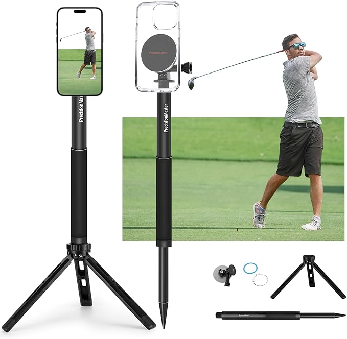 Golf Tripod & Monopod, Magnetic Golf Film Stick 52" Adjustable Aluminum, Golf Swing Training Aid Compatible with Magsafe iPhone Android Phones