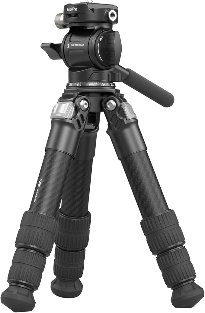 SmallRig Portable Carbon Fiber Tabletop Tripod Kit, 17'' Compact Mini Desktop Tripod with Video Head High Load-Bearing, Built-in QR Plate for Arca, Max Load 3kg / 6.6lb for Cameras, DSLR