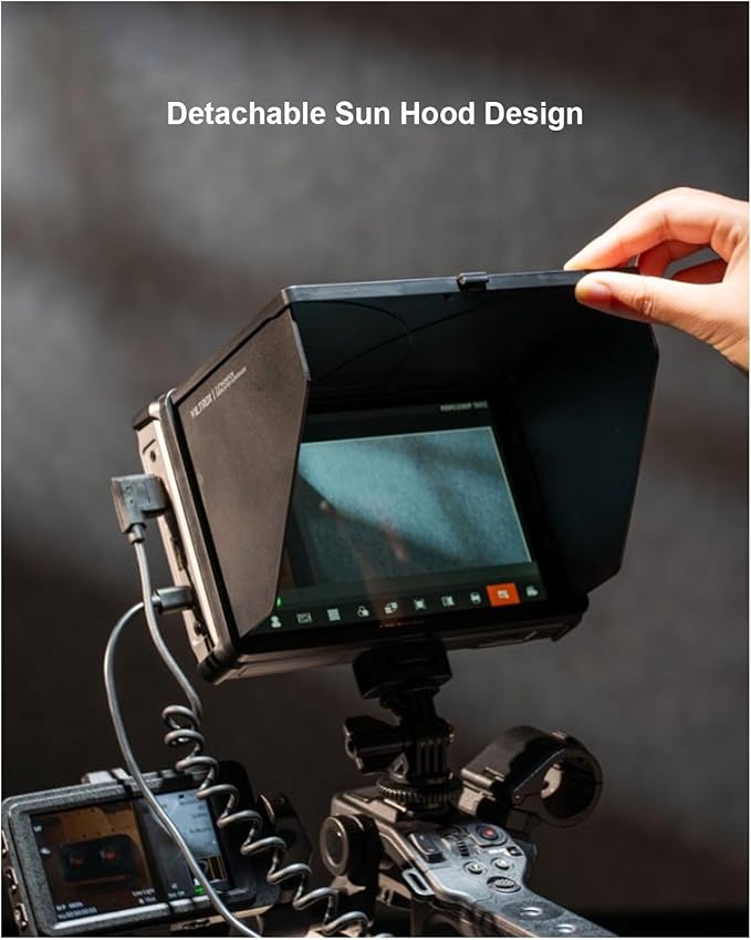 VILTROX DC-L1 7" 4K HDMI Camera Field Monitor, 600nit Touch Screen, 4K 30Hz HDMI Loop in/Out DSLR Video External Monitor for Sony Canon Nikon with Sunshade Hood, Battery, Storage Bag