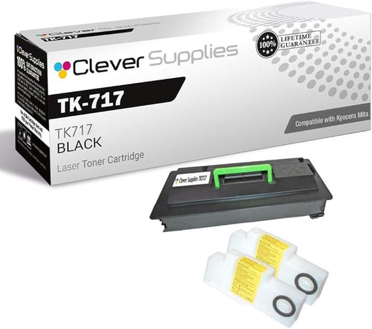 CS Replacement Toner Cartridge Compatible with Kyocera Mita TK-717 TK717 Black KM Series KM-3050 KM-4050 KM-5050 Laser Printer NEC IT5050 TASKalfa 420i 520i Toner Cartridge Black