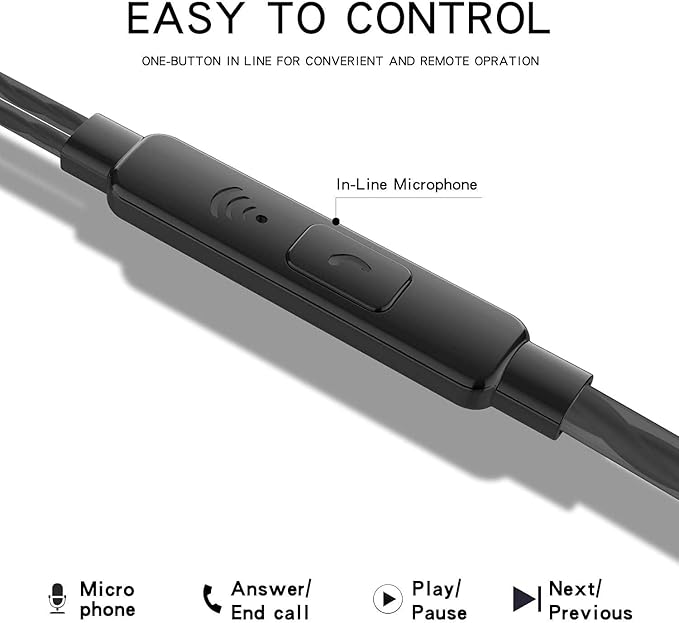 4 Pakcs Wired Earbuds with Microphone, in-Ear Earphones for School, Deep Bass Clear Sound, Noise Isolating, Fits 3.5mm Jack iPhone iPad Samsung Google Devices (Black White Pink Green)