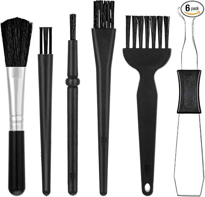 6PCS Keyboard Cleaning Kit with Keycap Puller & Switch Puller, Mini Anti-Static Dust Brush for Computer Motherboard Camera Small Space, Stainless Steel Key Remover for Mechanical Keyboard