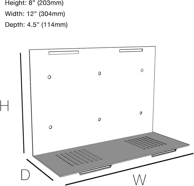 Wall Mount | Vented Computer UPS NAS Server Workstation Uninterruptible Power Supply Wall Bracket Kit with Hardware & Straps + 80mm Case Fan Attachment Points (Fans Not Included) (Small)