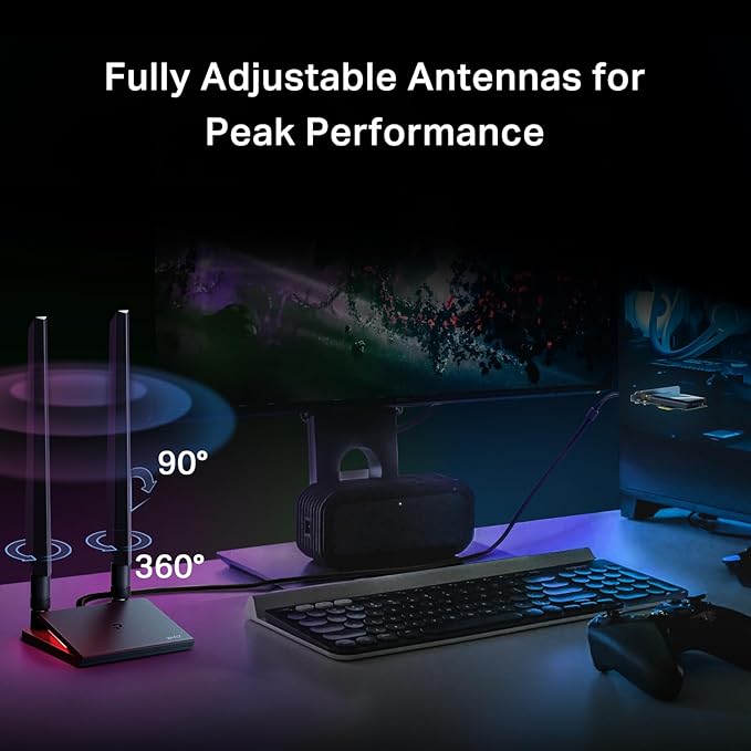 TP-Link WiFi 7 BE9300 PCIe WiFi Card for Desktop PC(Archer TBE550E), Tri-Band Wireless Adapter, Bluetooth 5.4, Multicolor Status LED, Supports AMD/Intel Motherboard, Not Compatible with Windows 10