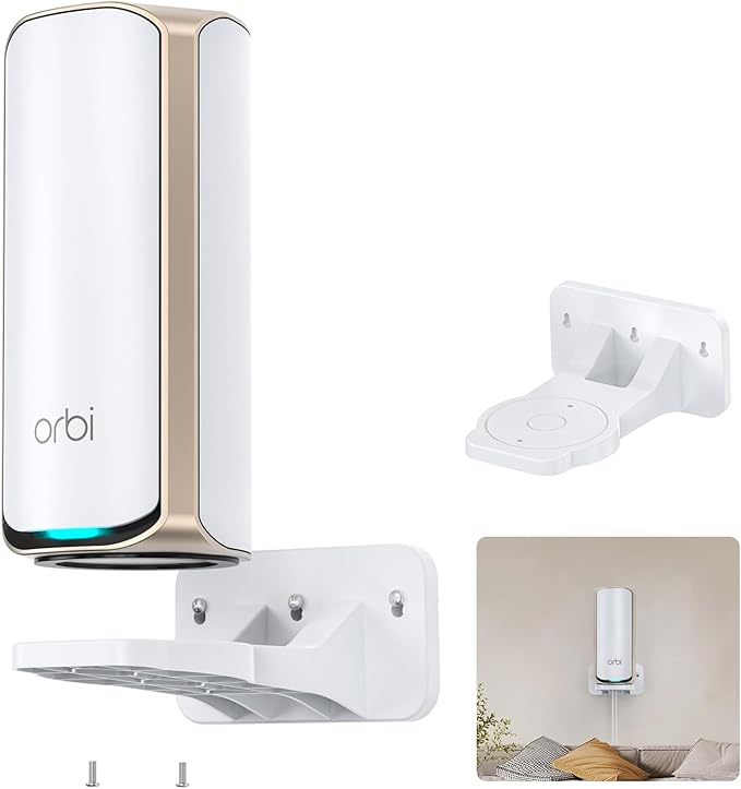 Wall Mount for Orbi WiFi 7 Router - Compatible with Orbi 970, 870, 770 Series & Nighthawk Wi-Fi 7 Mesh Systems, Orbi Secure Bracket Holder for Save Space & Boost Signal (RBEWMB-10000S) (White, 1-Pack)