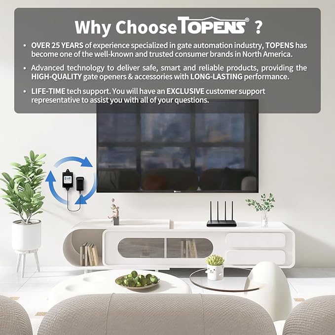 TOPENS TC196 Tuya WiFi Remote Control for Automatic Swing Sliding Gate Opener Garage Door Opener with iOS and Android App WiFi & Bluetooth Security Gate Controller