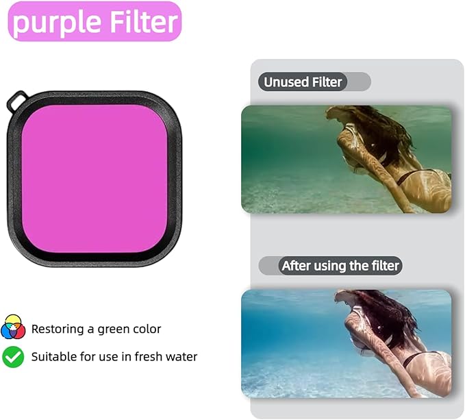 Waterproof Housing Case with 3Pack Filters for Go Pro Hero 13/12/11/10 9 Black,Protective Underwater Dive Shell Floating Stick Action Dive Accessory (Hero 13/12/11/10/9 Black Accesories)