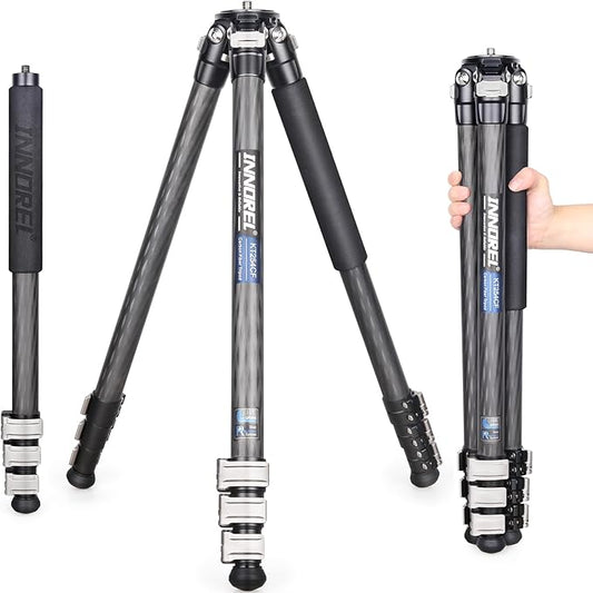 INNOREL KT254CF Carbon Fiber Tripod Professional Portable Compact Travel Tripod for Digital DSLR Camera Stand Support with Adjustable Center Column 1.01in/25.6mm Tube Max Load 33lbs/15kg