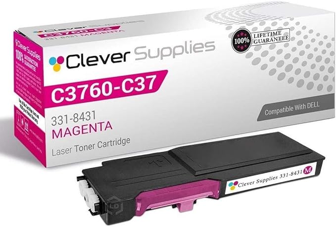 CS Replacement Toner Cartridge Compatible with Dell C3760 331-8431 Magenta C3765 C3765dnf C3760 C3760n C3765dnf C3760dn C3765 Color 9000 Page Yield