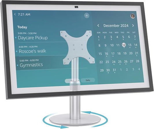 Stand for Echo Show 21 and 15 (1st, 2nd Gen), Adjustable Stand, Metal Table Holder, Alexa Show 15 2nd Generation Tilt Desk Holder (Silver)