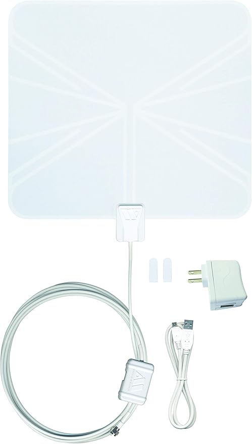 Winegard FL5500A FlatWave Amped Digital HD Indoor TV Antenna – Amplified, 4K & ATSC 3.0 Ready, High-VHF/UHF, 60 Mile Range, Dual Color, 6 ft Cable