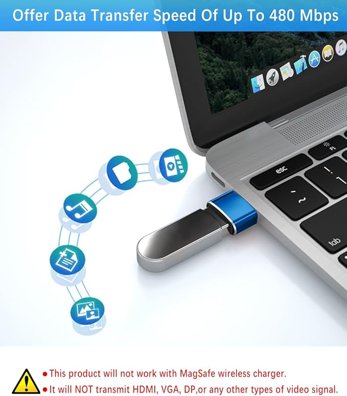 Basesailor USB to USB C Adapter with C Male to 3.0 Female Charger 4Pack,Thunderbolt 4 OTG Converter for Mac,iPhone 17 16 15 14 13 Plus Max Mini,Samsung Galaxy AI S25 S24 S23 Ultra,iPad,AirPods Pro 3