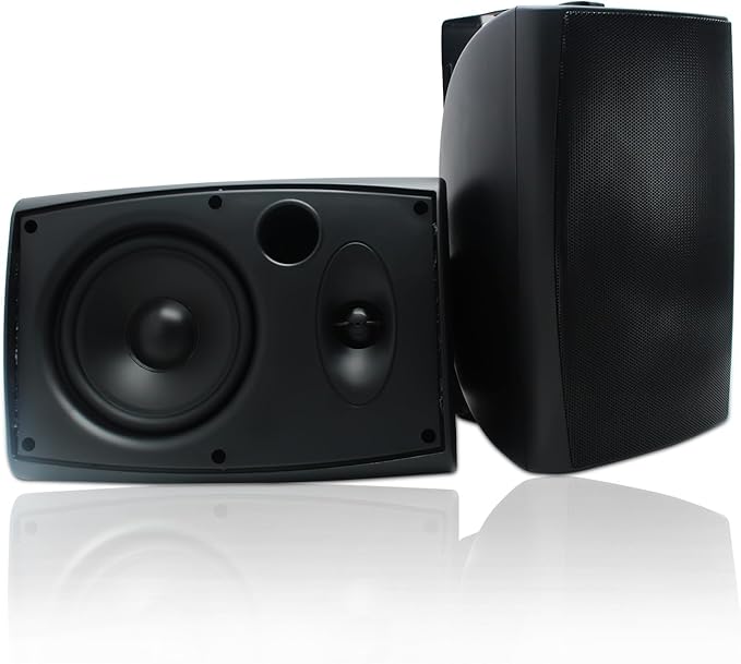 Herdio 6.5 Inches Indoor Outdoor Bluetooth Speakers Waterproof Wired 400 Watts with Powerful Bass,2 Way Wall Mount Speakers All-Weather Durability for Patio Home Deck Porch Backyard(Pair,Black)