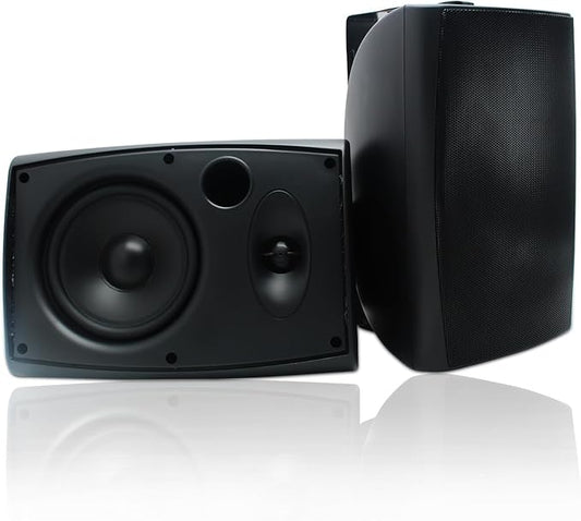 Herdio 6.5 Inches Indoor Outdoor Bluetooth Speakers Waterproof Wired 400 Watts with Powerful Bass,2 Way Wall Mount Speakers All-Weather Durability for Patio Home Deck Porch Backyard(Pair,Black)