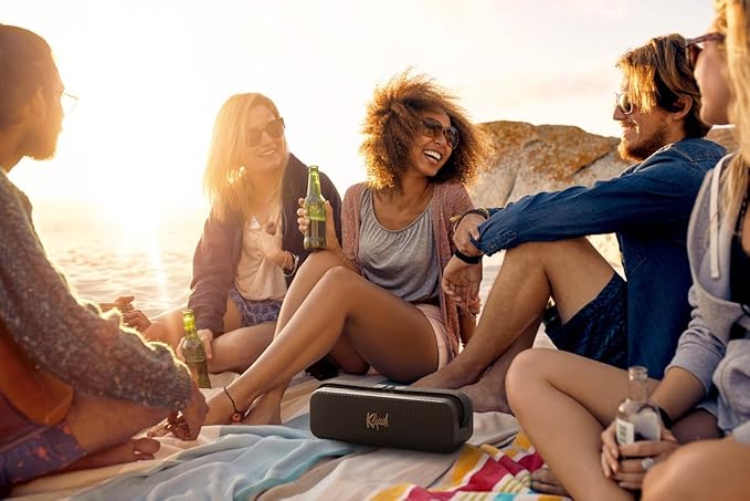 Klipsch The Detroit Portable Bluetooth Speaker with Dual 1" tweeters and 3" woofers, IP67 dust and Waterproof Rating, 20 Hours of Playtime for a Premium Live Concert Experience