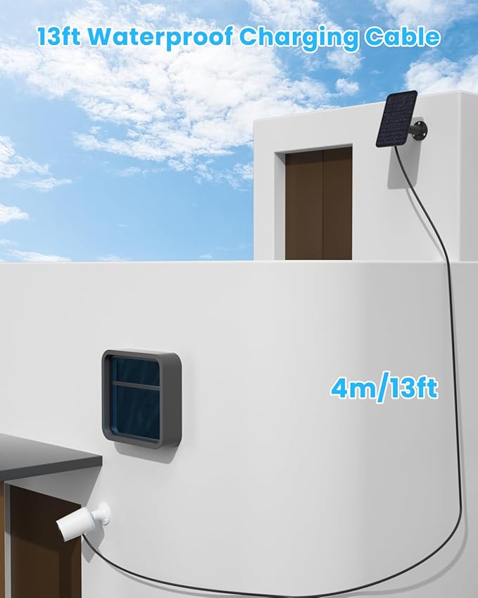 5W Solar Panel Charger Compatible with Blink Outdoor/Outdoor(3rd Gen)/XT XT2 Camera, Solar Panel for Blink Camera, 13.1ft Charging Cable & Rubber Plug, IP65 Weatherproof with Secure Wall Mount, 2 Pack