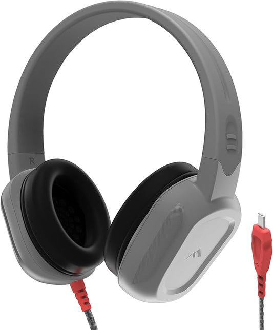 Brenthaven Headphones Wired | USB C On-Ear Rugged 2 Adjustable Headphones with Long Tangle Free Cord - Lightweight Durable and Drop Tested School Supplies for Kids Travel and K-12 Students - Gray